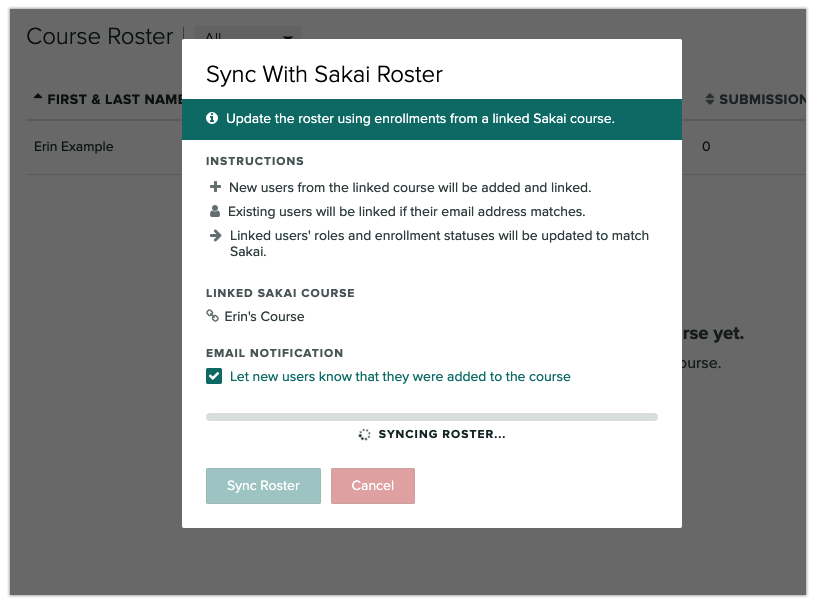 Sakai instructor syncing their roster