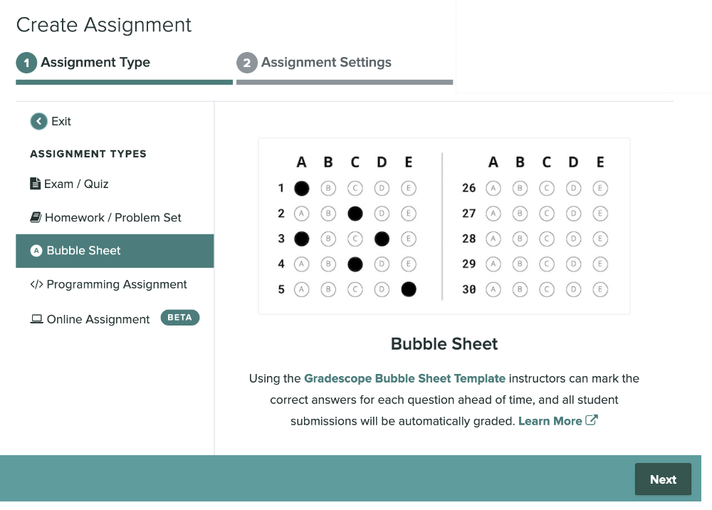 bubble assignments