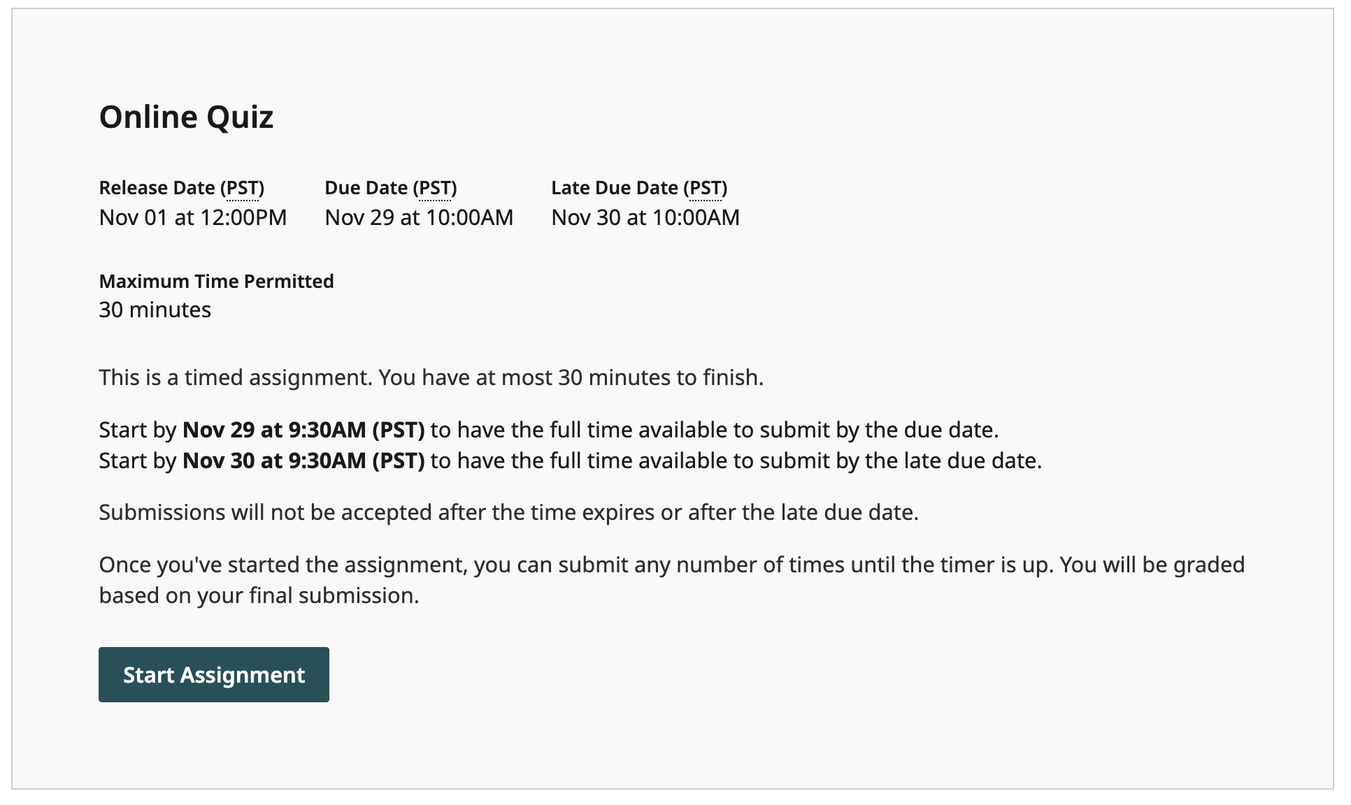 Starting a timed online assignment modal (student).png